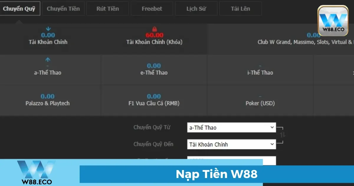Các phương thức nạp tiền tại W88
